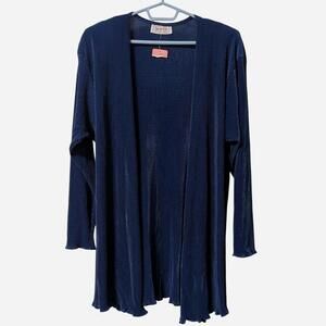Vintage 1980s Superline of California Pleated Duster Cardigan Navy Size M/L